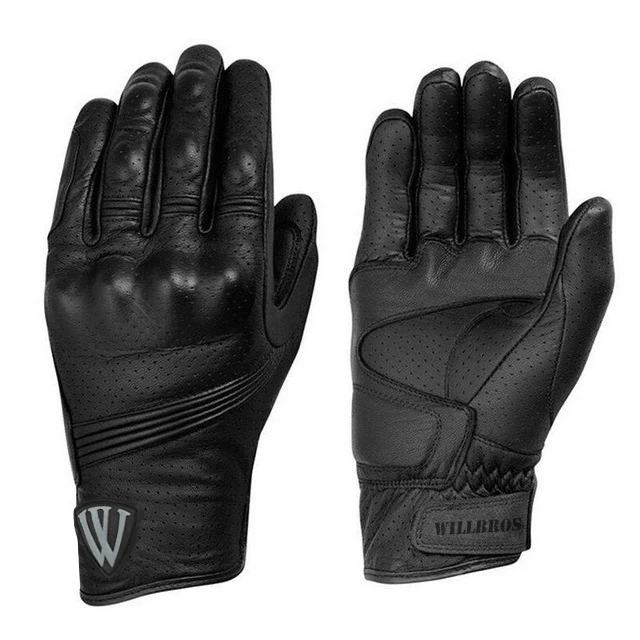 

Willbros 2018 New Leather Black Racing Riding Gloves Short Gloves Motorcycle Downhill Motor GP