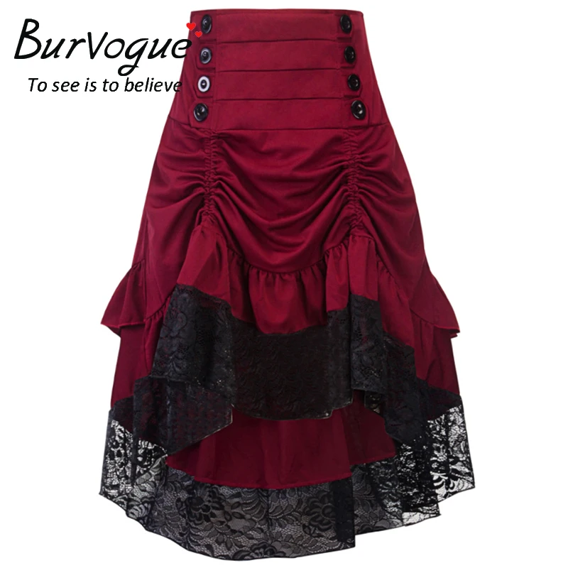 Women's Skirt Female Gothic Tulle Skirt Steampunk Maxi Lace Floral Ball Gown Vintage Shows Dance Party Corset Skirts