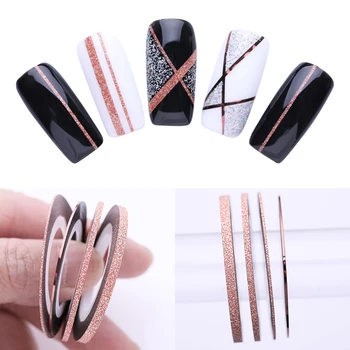 

4Pcs Rose Gold Nail Striping Tape Line Sticker 1mm 2mm 3mm Matte Glitter Adhesive Stickers Styling Tool Nail Art DIY