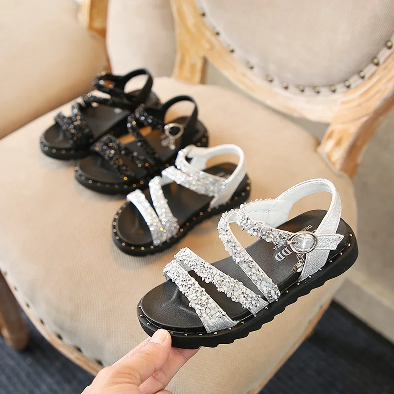 

Buckle Children's Shoes Diamond Korean Rhinestone Girls Sandals 2018 Summer New Girls Shoes