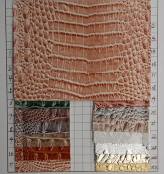 

glossy crocodile pattern semi PU alligator grain high quality artificial leather fabric material wholesale