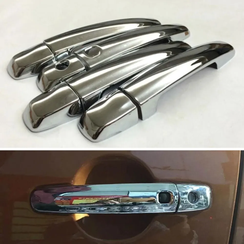 8Pcs ABS Car Side Door Handle Cover With Smart Key Hole Handle Bar