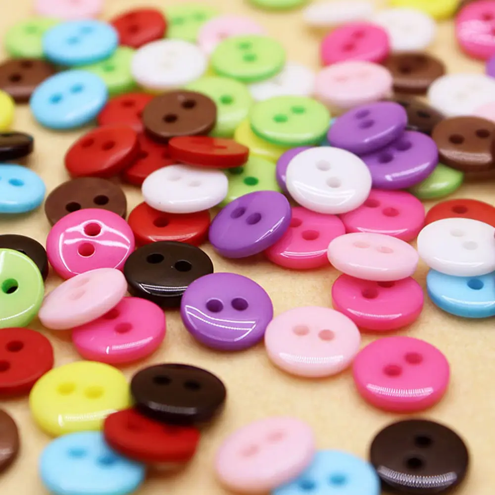 

100Pcs New Plastic Sewing Buttons Scrapbook 15mm 2 Holes for Craft DIY Buttons