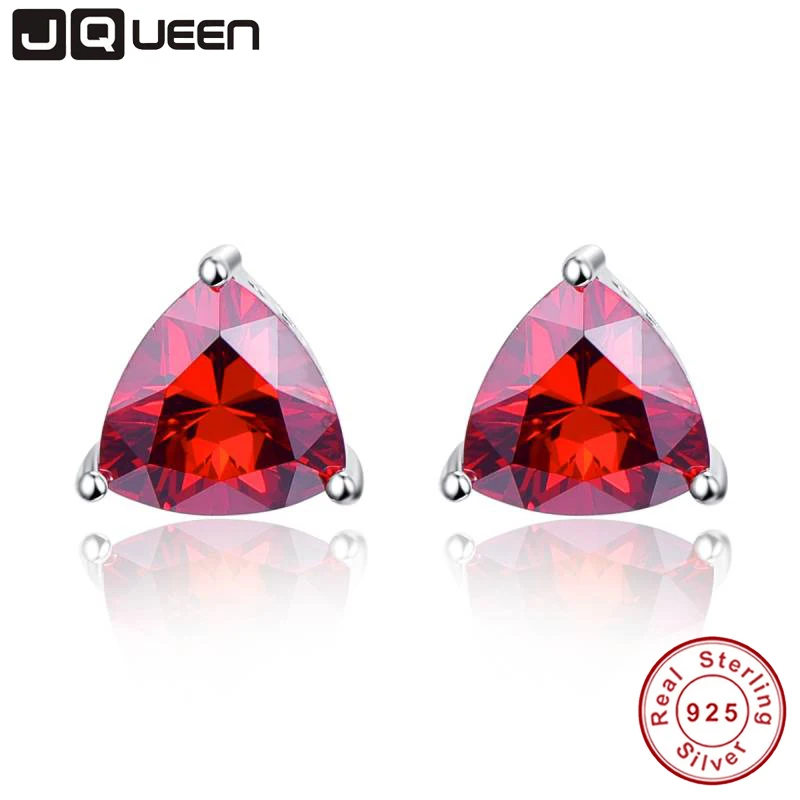 Серьги пусеты 5.85ct натуральный гранат треугольные серьги Fire myстик топаз