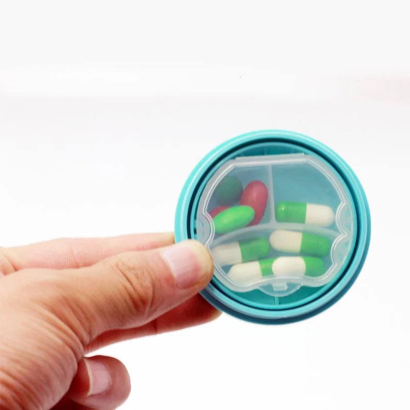 Pills Case Mini Round Sealed Pill Storage Box Compartment Medicine