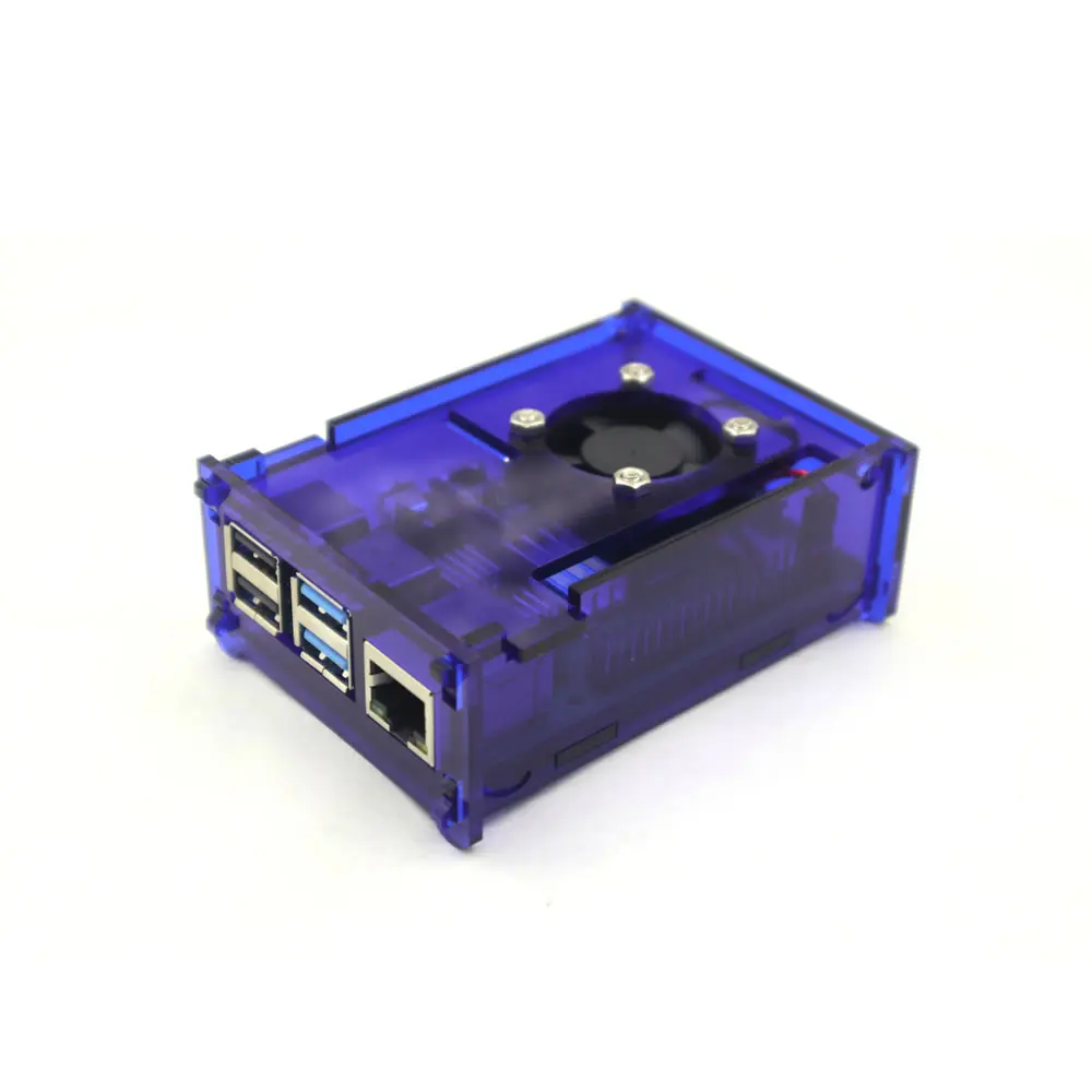 Raspberry Pi 4 синий акриловый чехол Корпус коробка с охлаждающим вентилятором и Медь