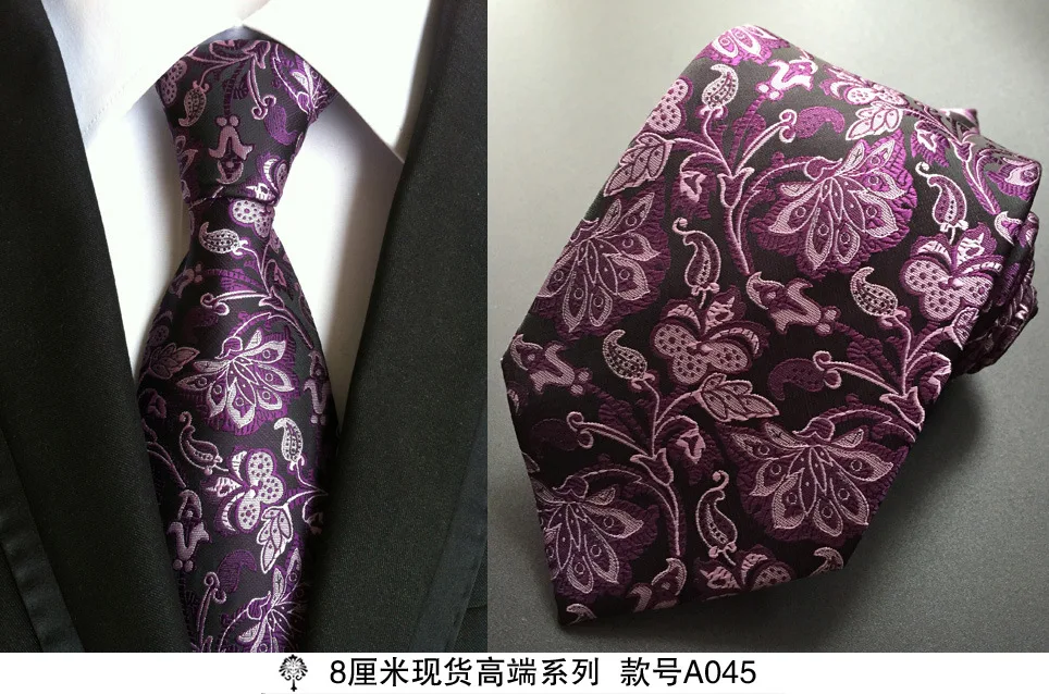 neck tie 100% silk Thick cloth paisley tie for men 8cm navy and red striped Neckties wedding dress