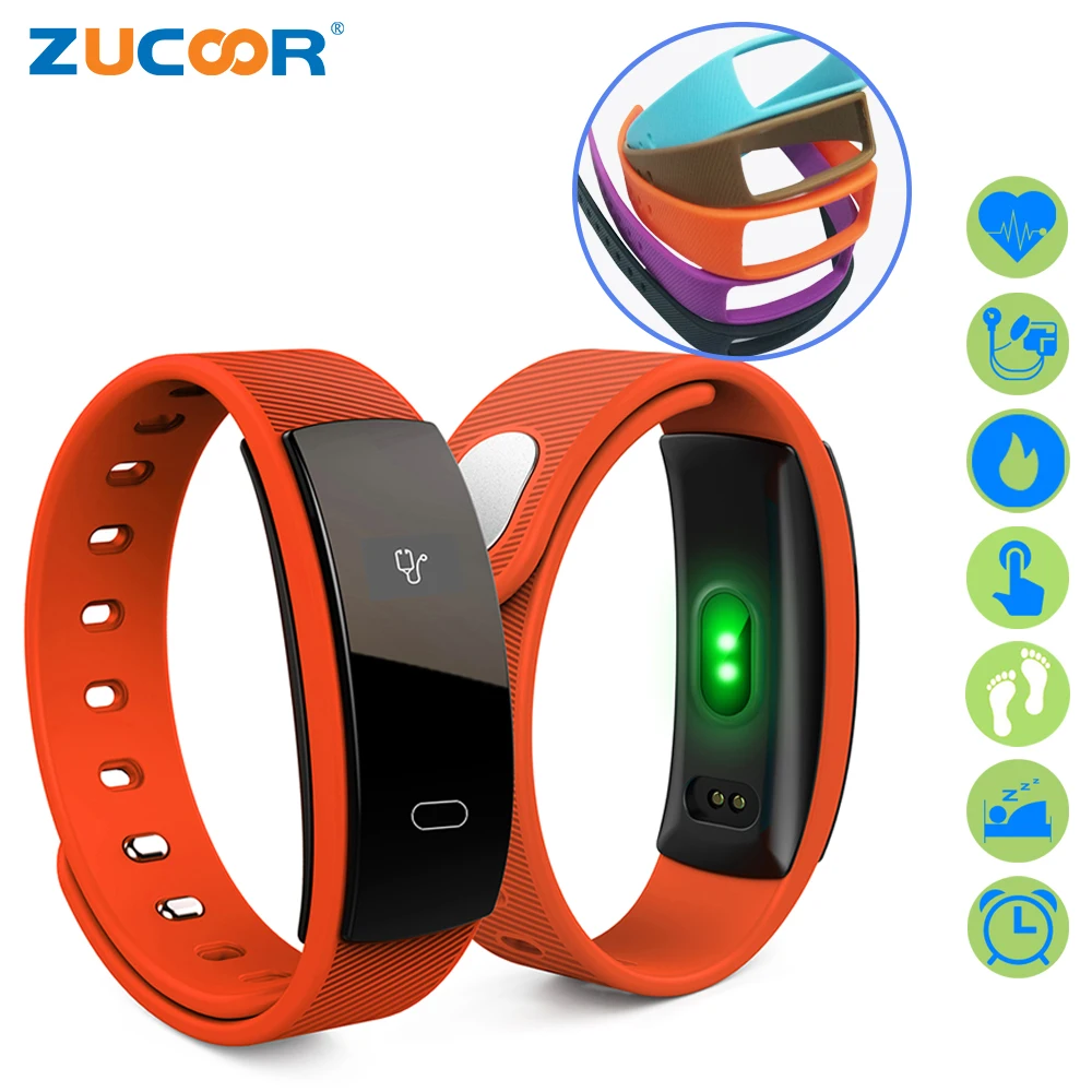 Zucoor Смарт Браслет Фитнес Pulseira Inteligente группа QS80 Шагомер здоровья крови Давление