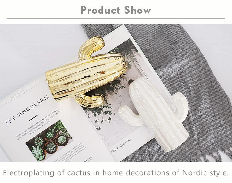 Скандинавские керамические украшения белого/золотого кактуса, украшения для дома, искусственные кактусы, свадебные подарки, изысканный декор для рабочего стола