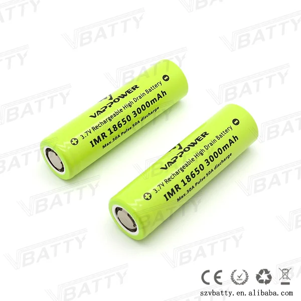 2 шт./лот бренд для Vappower IMR 18650 аккумулятор 3000mah 30A 3,7 V литий-ионный аккумулятор с плоским верхом