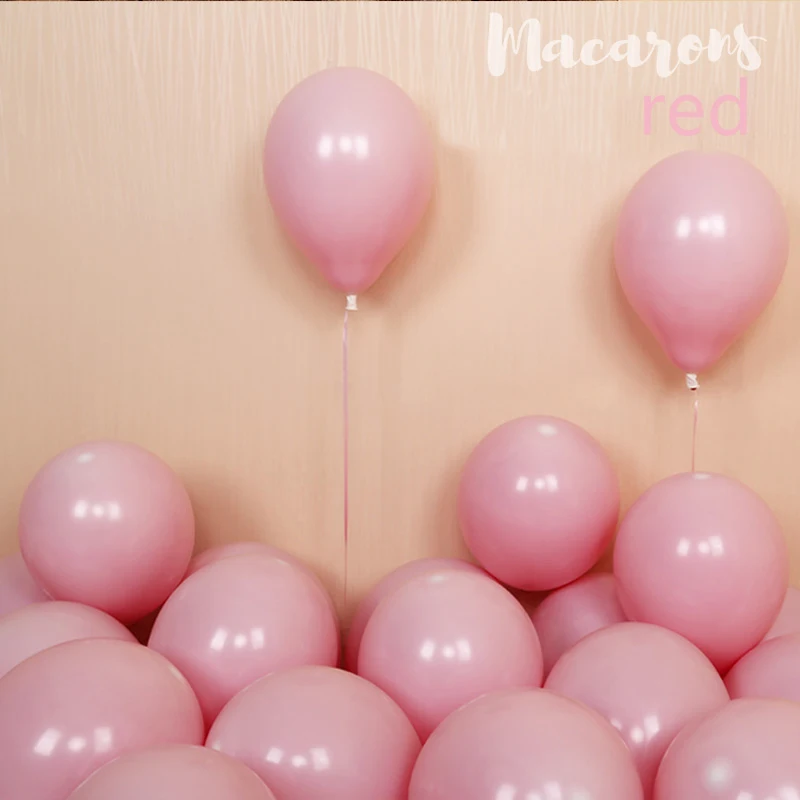 100pcs 10inch Latex Macaroon Balloon Baby Birthday Wedding Balloons Valentine's Day Party Decoration Air Ball Arch baloons Decor-red