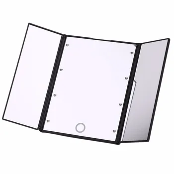 

8LEDs Lower power Screen Mirror Tri-Folded Makeup LED Mirror Health Beauty Tool Desktop Professional Mirror