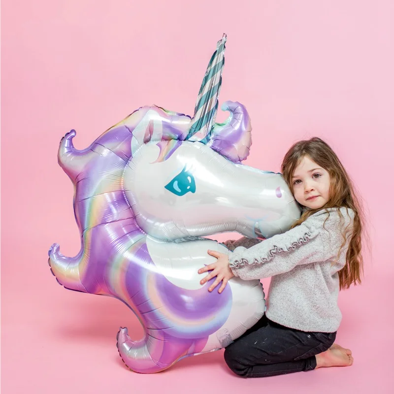 1pcs/lot Giant Unicorn Balloon Purple Colorful Rainbow Fantasy Horse Party Girls Ballons Birthday Party Animals Foil Balloon Pet