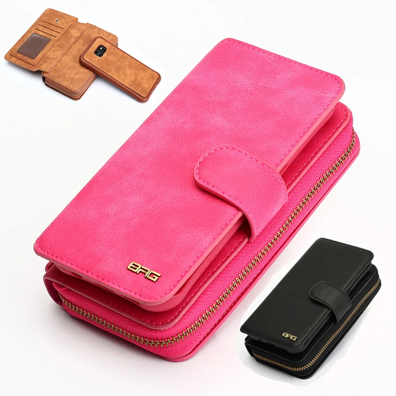 S7 PU Leather Flip Zip Wallet Phone Bags Case For Samsung Galaxy S7/S7 Edge With Card/Money Slot Strap Woman Bag |