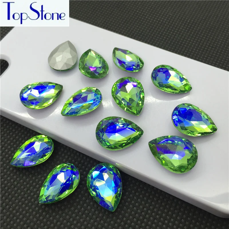 

Peridot AB Color Glass Crystal TEARDROP Pointed Back Rhinestone 6x10,8x13,10x14,13x18,18x25,20x30,30x40mm Dress Drop stone
