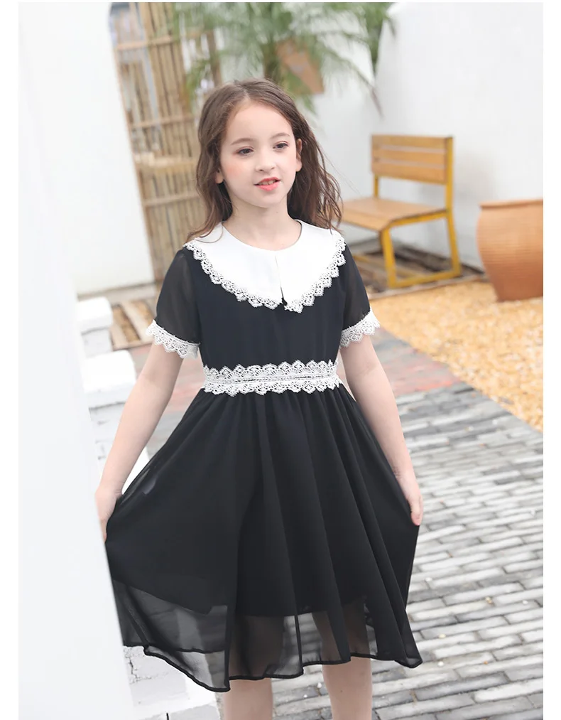 Элегантный подростков шифоновое платье для девочек летние дети с коротким рукавом платье для девочек вечерние одежда принцессы детские
