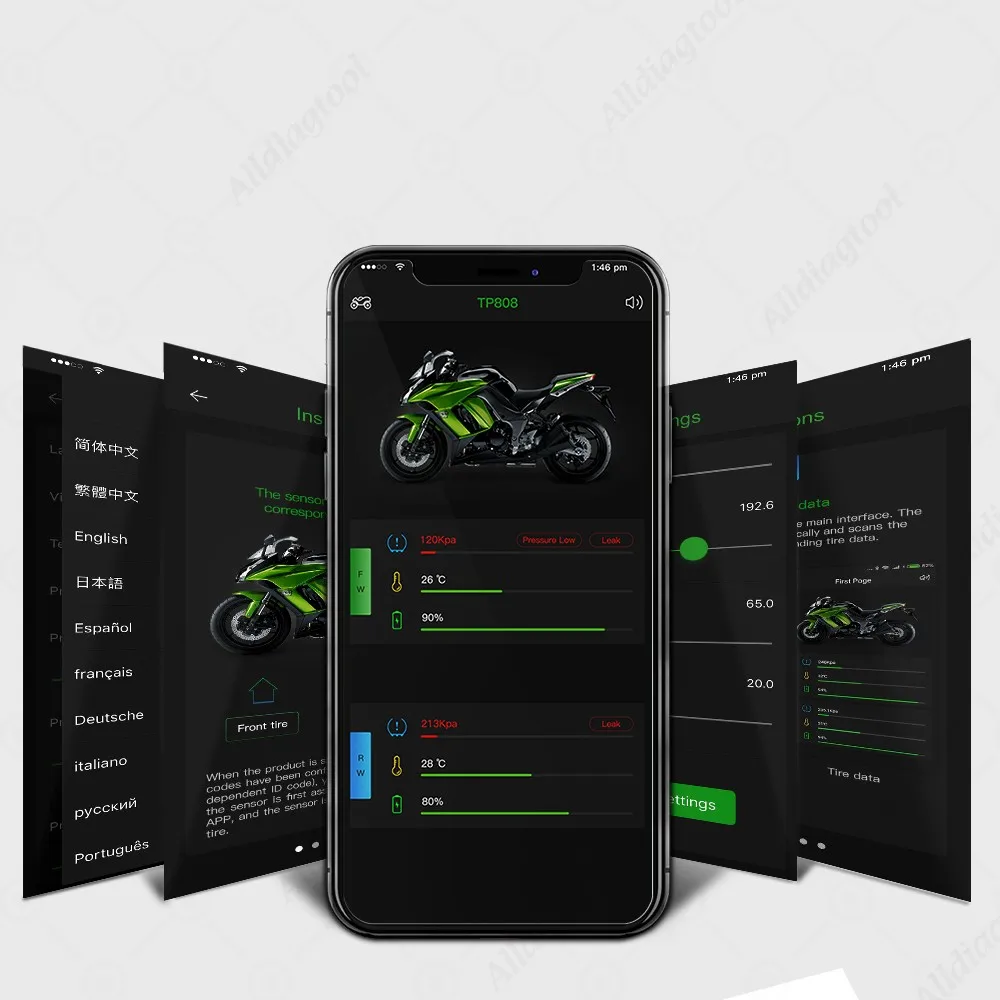Водонепроницаемый TPMS мотоциклетный измеритель TP808 монитор давления в шинах Bluetooth датчик температуры колеса сигнализация Инструменты для ремонта автомобилей