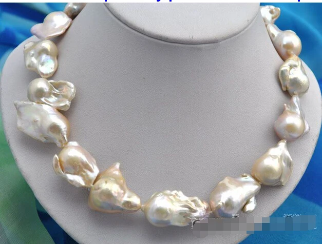 

shipping>>>>17"35mm baroque baby pink keshi reborn pearl necklace