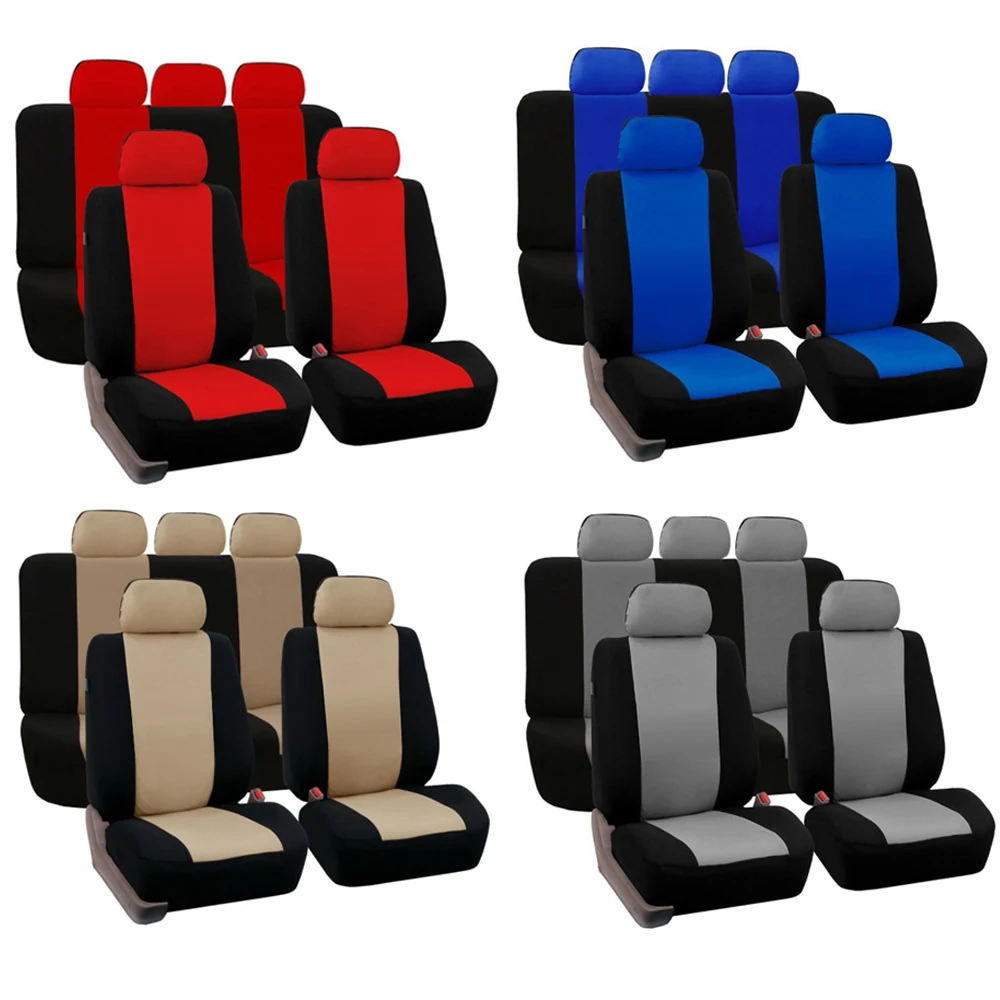 

Dewtreetali Universal 4pcs/9pcs Front Seat Cover Front Back Car Seat Protector Blue Gray Red for Lada Opel VW Ford Focus 2