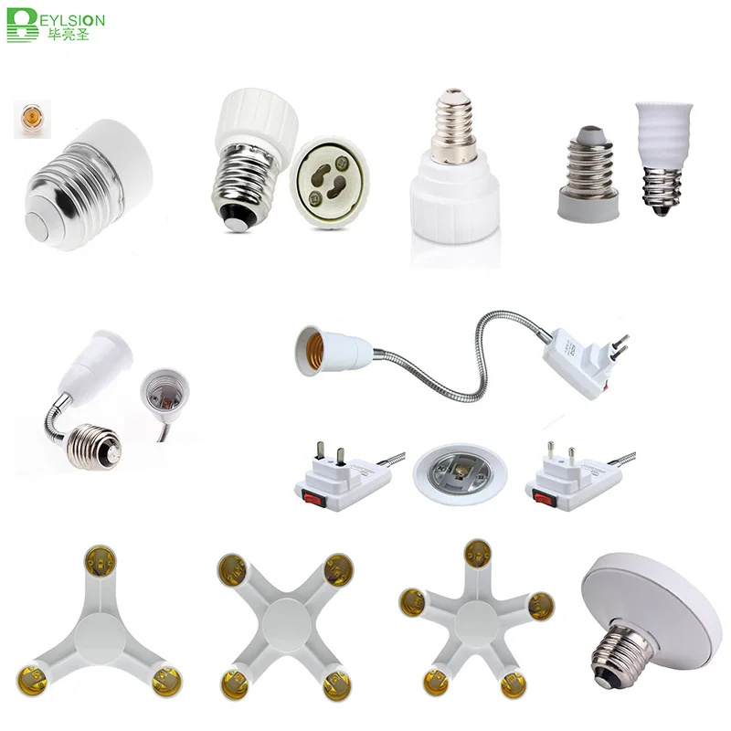 

BEYLSION E27 GU10 E12 E14 G9 GX53 3/4/5 in1 E27 TO E27 US EU Plug Led Lamp Bulb Base Conversion Holder Converter Socket Adapter