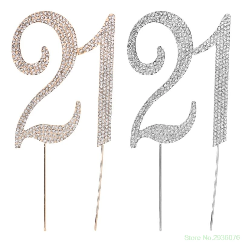 

Diamante Rhinestone Number 21 Cake Topper For 21th Birthday Wedding Anniversary Party Decoration Supplies