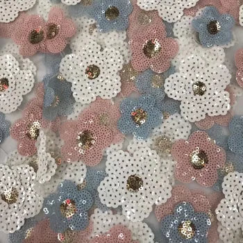 

(5yards/lot ) 2019 New High quality emerald pink Velvet African tulle lace French net lace fabric with Sequins for party dress