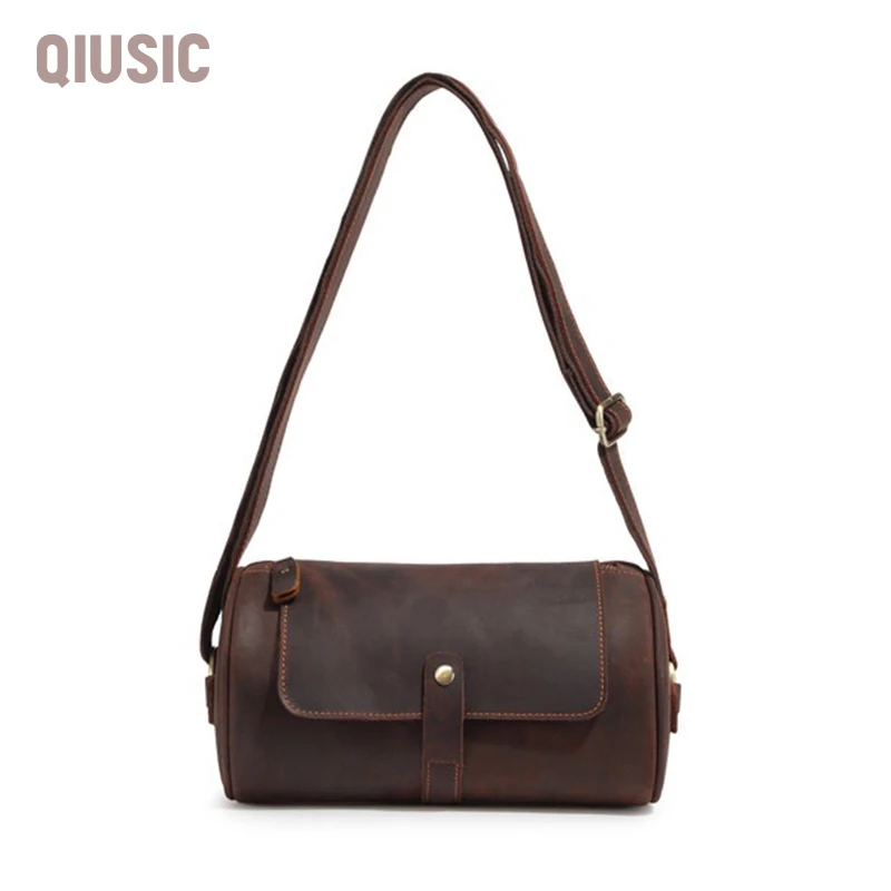 

Crazy Horse Bag Men's Leather Baguette Bag Men's Handbag Messenger Bag Business Fashion Men's Travel Bag