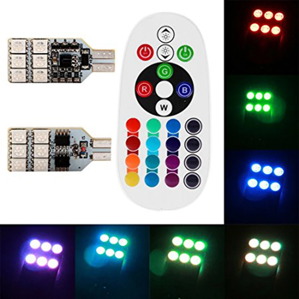 4 шт./2 комплекта 5050 SMD RGB T10 194 168 W5W Автомобильная Лампа для чтения с