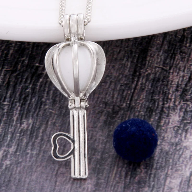 

2Color love key Pendants Pearl Cage Necklace Locket Vintage Aromatherapy Essential Oil Diffuser Chain Locket For Girl Charm