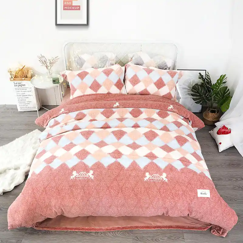 Download Crystal Velvet Bedding Set Milk Cashmere Bed Set Fashion Plaid Duvet Cover Set Bed Sheet Pillowcases Queen King Size Bed Bedding Sets Aliexpress