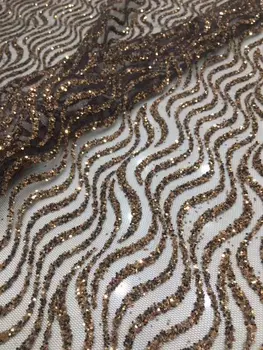 

Gold tulle lace with glued glitter fashion african glitter lace fabric for party dress 5yard/lot embroidered