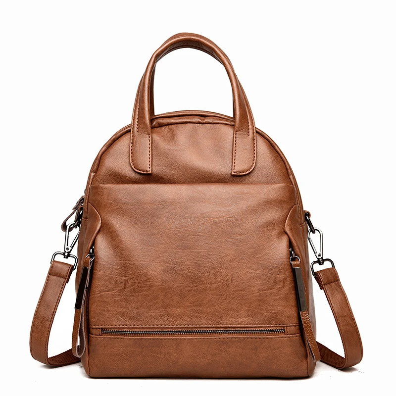 Sólidos de Couro Mochila de Ombro para Mulheres do Sexo Bolsas de Qualidade Bolsas de Escola para Meninas Mochilas do Vintage Feminino Casual Mulheres Mochila Feminina