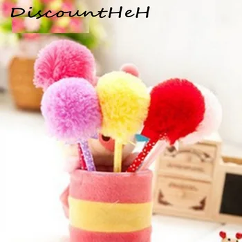 

2pcs/set New Arrival Cute bowknot Plush Ball ball ballpoint pen plush pen student stationery Gifts Lovely supplies