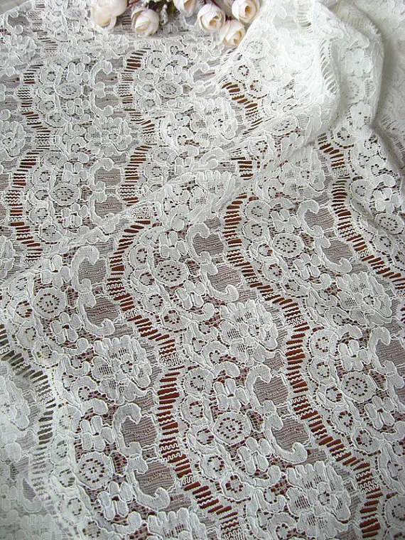 1 ярд Alencon цвета слоновой кости кордовое кружево винтажное волнистое кружево цветочный свадебный кружева для свадебного платья, ширина 47,24''