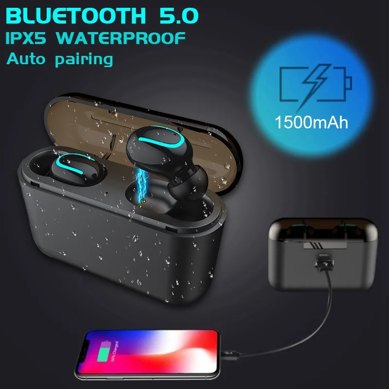 Vtin TWS Ture Earphones Wireless Bluetooth 5.0 Earbuds Waterproof TWS Headset Headphone with 1500mAh Charging Case 3D Stereo     (8)