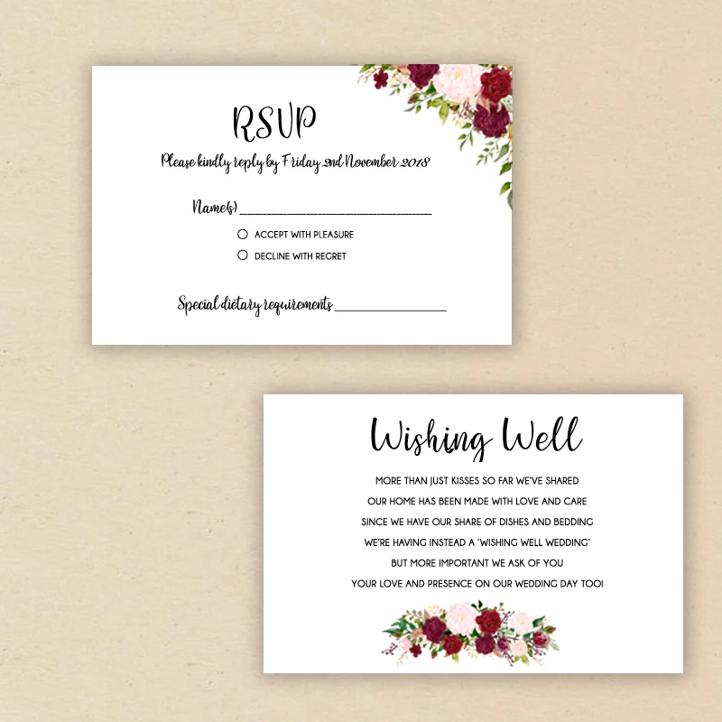 Rose Wedding Invite Whit RSVP Cards