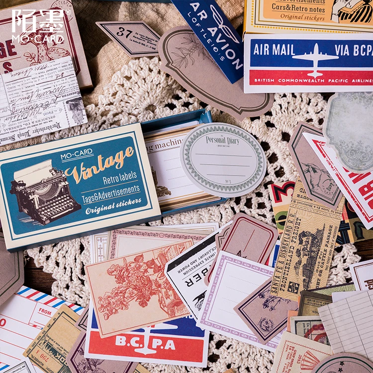 

Vintage Kraft paper number Tag series Journal Decorative Scrapbooking Stick Label Diary Stationery Album Retro Matchbox Stickers