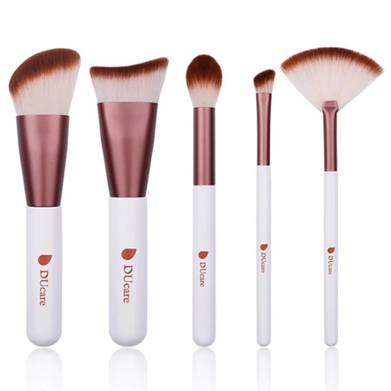 5pcs/set Mini Travel Size White Make Up Brushes Kit Portable Powder