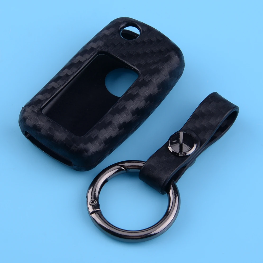 beler Carbon Fiber Style Smart Remote Silicone Key Fob Cover Shell with