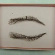 whole sale eyebrown make up 0115 hand made human hairr hand knot fake eyebrow 2# dark brown