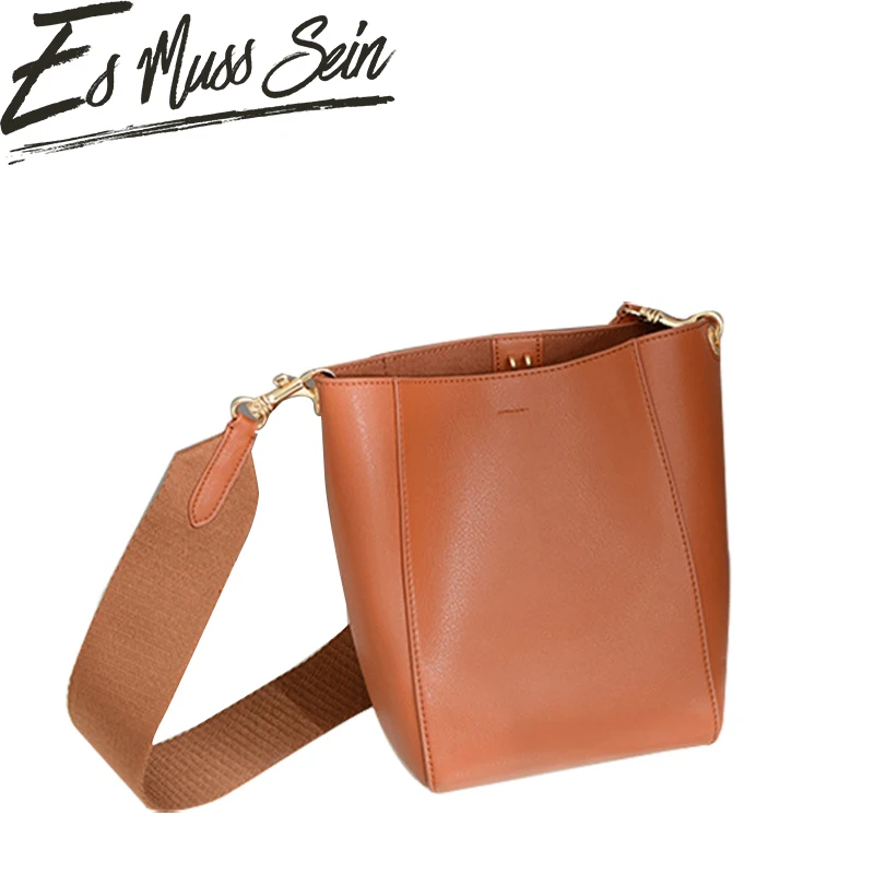 

EsMussSein Famous Brand Small Lady Bucket Bag Wide Shoulder Strap Small Bag Women Crossbody Bag Handbag Mini Tote Shopping Bag