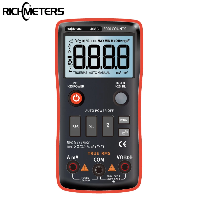 Goede RM408B Digitale Multimeter Knop 8000 Telt True RMS Temperatuur Test 5 MHz Frequentie ACDC