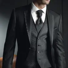 Индивидуальный заказ смокинг жениха черный костюм жениха Свадебные/ужин Костюмы Best Man жениха(пиджак+ штаны+ галстук+ жилет) B456