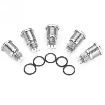 

5pcs Waterproof Push Button Switch 2A/220V Switch 19mm Stainless Steel 3 Pin Round Latching Push Button Switch
