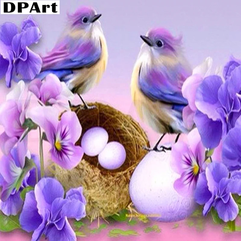 

Diamond Painting Full Square/Round Drill Purple Birds and Flowers 5D Daimond Painting Embroidery Cross Stitch Rhinestone Y082