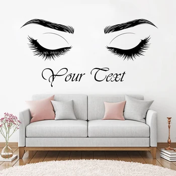 

Custom text Eyelashes Wall Decal Beautiful Lashes Wall Decor Brows Beauty Salon Studio Eyebrows Wall Sticker Art Posters LC1346