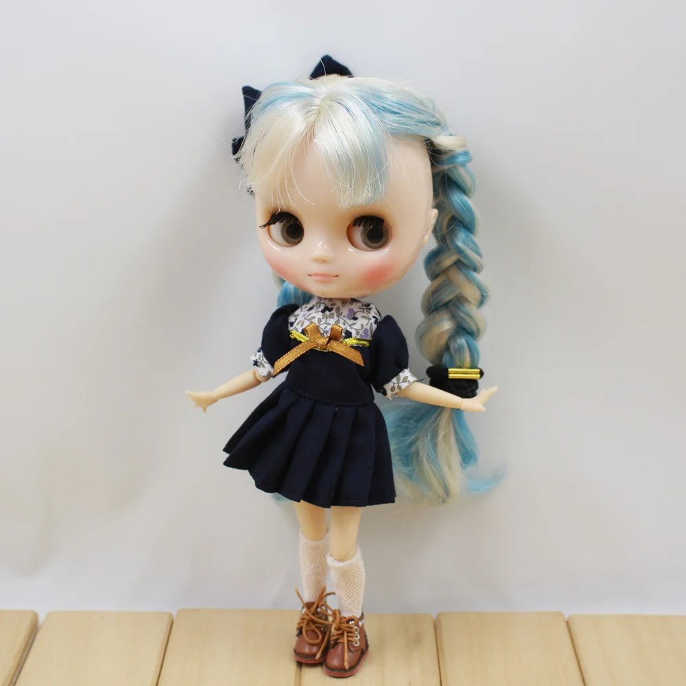 Наряды для куклы блит 1/8 среднего возраста красное платье и темно синее с