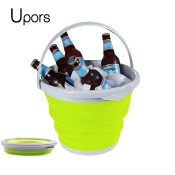 

UPORS Collapsible Silicone Ice Bucket Portable Champagne Beer Wine Cooler Folding Ice Cube Bucket Home Bar Storage Bucket 5/10L