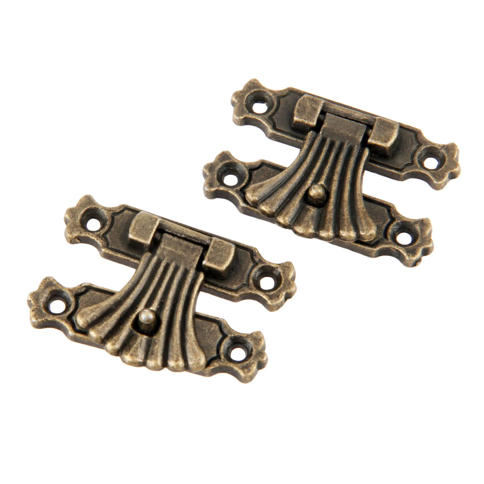 DRELD 2Pcs Antique Bronze Jewelry Wooden Box Case Toggle Hasp Latch Vintage Hardware Furniture Accessories With Screws 37*27mm