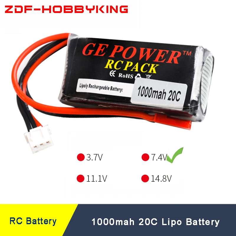2 шт. ZDF RC Lipo Батарея S 7 4 В 1000 мАч 20C Max 40C для wltoys A949 A959 A969 A979 k929 V912 V913 V262 wl911 wl912 |